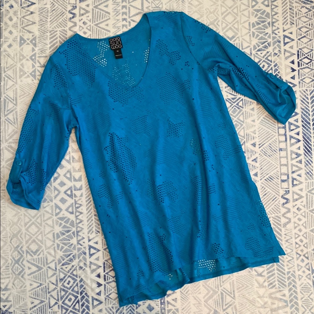 Clara Sun Woo Turquoise Top - Picture 2 of 7